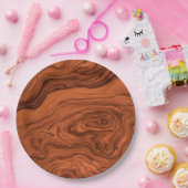 Faux Walnotenhout Design Papieren Bordje (Feest)