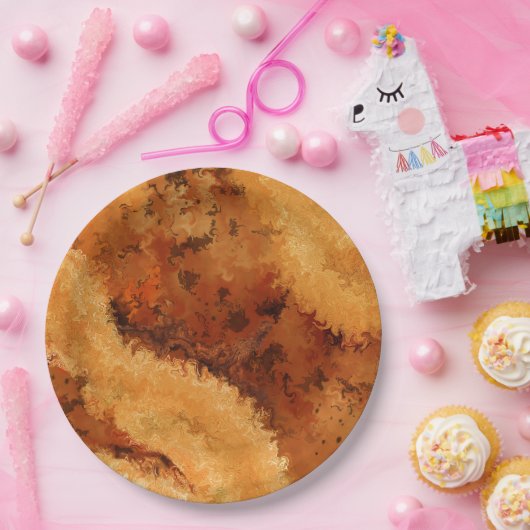 Faux Walnut Burel Pattern Papieren Bordje (Feest)