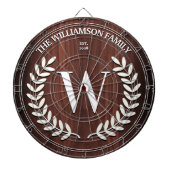 Faux Walnut Wood Grain Monogram op maat Dartbord (Voorkant)
