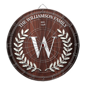 Faux Walnut Wood Grain Monogram op maat Dartbord
