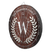 Faux Walnut Wood Grain Monogram op maat Dartbord (Voorkant Rechts)