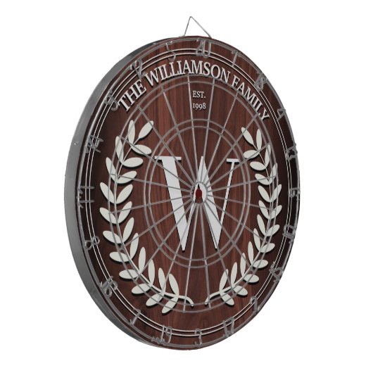 Faux Walnut Wood Grain Monogram op maat Dartbord (Voorkant Links)
