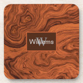 Faux Walnut Woodgrain Monogrammed  Bier Onderzetter (Voorkant)