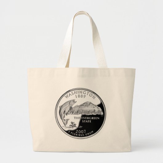 Faux Washington State Quarter Grote Tote Bag (Voorkant)