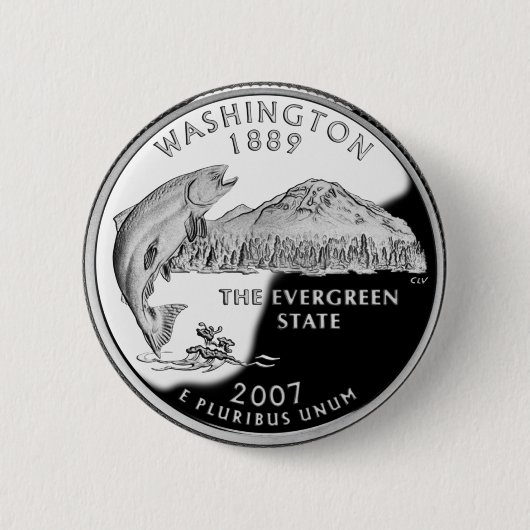 Faux Washington State Quarter Ronde Button 5,7 Cm (Voorkant)