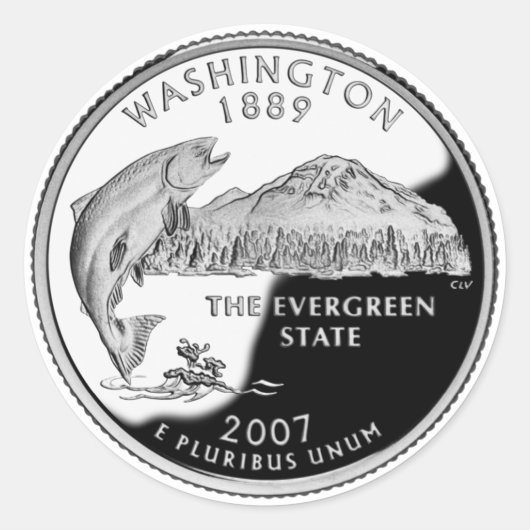 Faux Washington State Quarter Ronde Sticker (Voorkant)