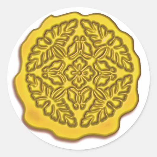 Faux-waszegel, geel ronde sticker (Voorkant)
