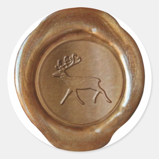 Faux-waszegel - koper - REINDEER Ronde Sticker (Voorkant)