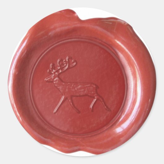 Faux-waszegel - Rood - REINDEER Ronde Sticker (Voorkant)