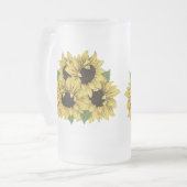  Faux Waterverf Zonnebloemen Boeket Glas Matglas Bierpul (Voorkant links)