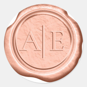 Faux Wax bruiloft Initialen Terra Cotta ID956 Ronde Sticker