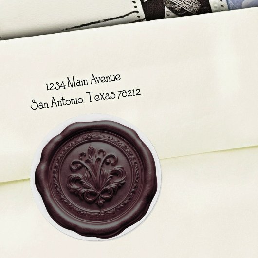 Faux Wax Envelope Seal Style 4 Dark Chocolate Ronde Sticker