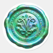 Faux Wax Envelope Seal Style 4 Green 21 Sticker (Voorkant)