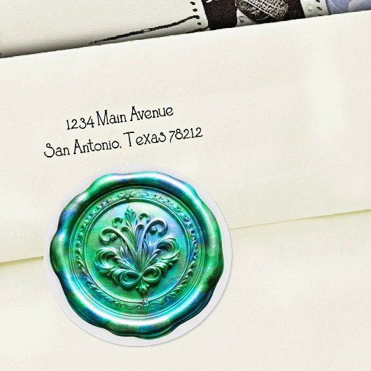 Faux Wax Envelope Seal Style 4 Green 21 Sticker