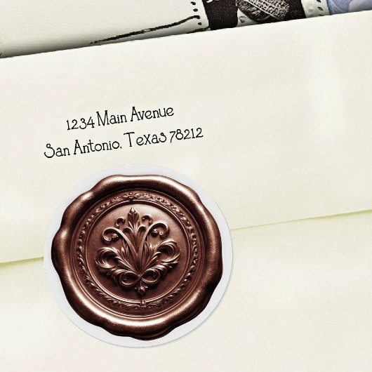 Faux Wax Envelope Seal Style 4 Milk Chocolate 2 Ronde Sticker