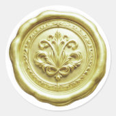 Faux Wax Envelope Seal Style 4 Pale Yellow Ronde Sticker (Voorkant)