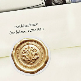 Faux Wax Envelope Seal Style 4 Soft Gold Ronde Sticker