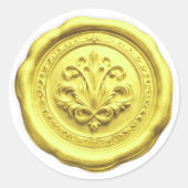 Faux Wax Envelope Seal Style 4 Yellow 2 Ronde Sticker (Voorkant)
