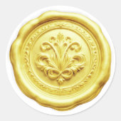 Faux Wax Envelope Seal Style 4 Yellow Ronde Sticker (Voorkant)