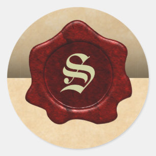 Faux Wax Seal and Parchment Gothic Ronde Sticker