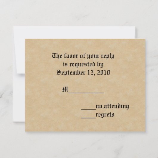 Faux Wax Seal and Parchment Gothic RSVP Kaartje (Achterkant)