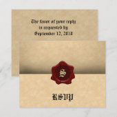 Faux Wax Seal and Parchment Gothic RSVP Kaartje (Voorkant / Achterkant)