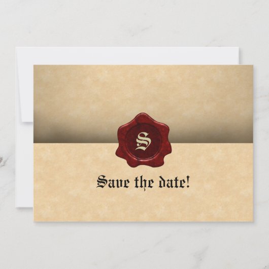 Faux Wax Seal and Parchment Gothic Save The Date (Voorkant)