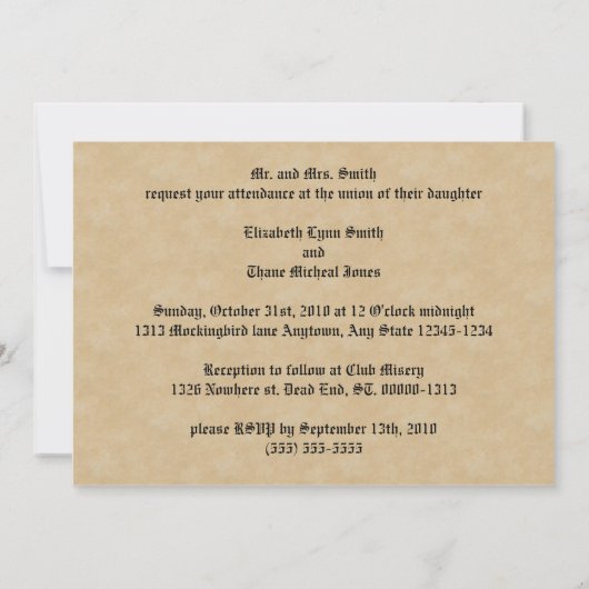 Faux Wax Seal and Parchment Gothic Save The Date (Achterkant)