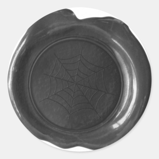 Faux Wax Seal - Black - SPIDER WEB Ronde Sticker (Voorkant)