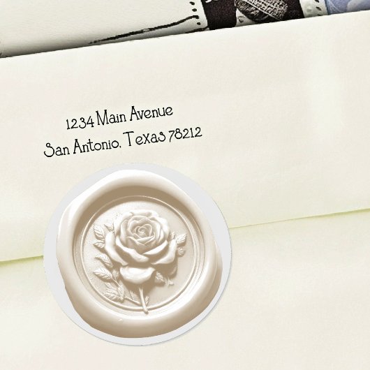 Faux Wax Seal Cream Rose Deep Impression Ronde Sticker