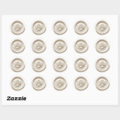 Faux Wax Seal Cream Rose Deep Impression Ronde Sticker (Vel)