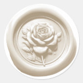 Faux Wax Seal Cream Rose Deep Impression Ronde Sticker (Voorkant)