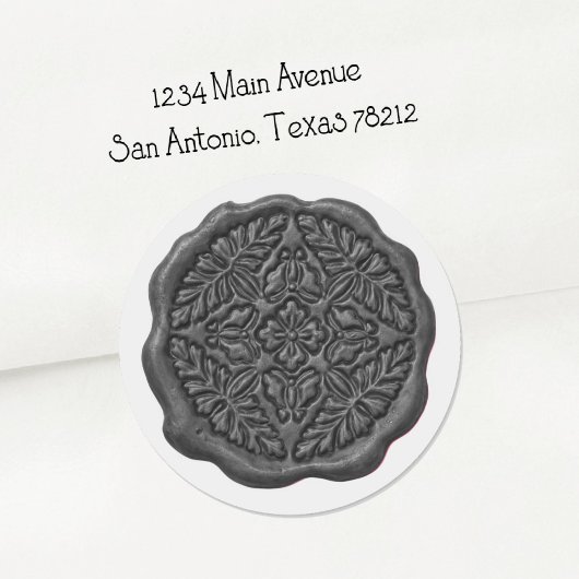 Faux Wax Seal, Dark Gray Ronde Sticker