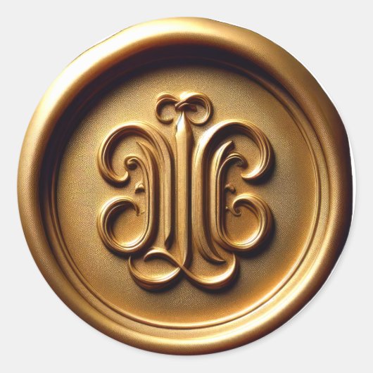 Faux Wax Seal Deep Impression Antiek Gold Ronde Sticker (Voorkant)