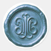 Faux Wax Seal Deep Impression Blue 2 Ronde Sticker (Voorkant)