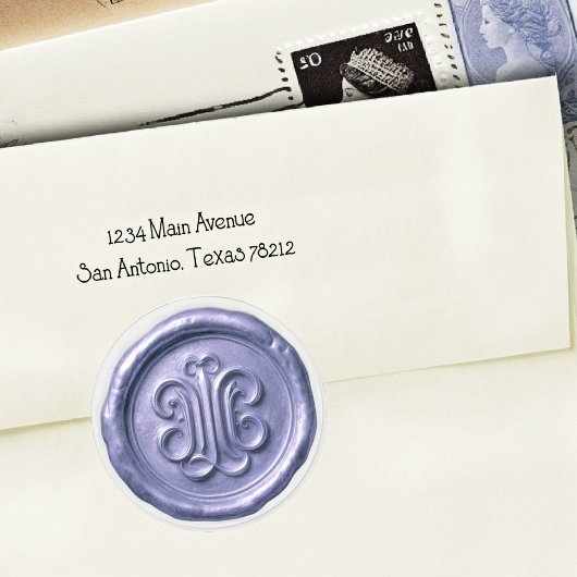 Faux Wax Seal Deep Impression Blue 4 Ronde Sticker