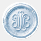 Faux Wax Seal Deep Impression Blue Ronde Sticker (Voorkant)