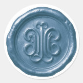 Faux Wax Seal Deep Impression Blue Ronde Sticker (Voorkant)