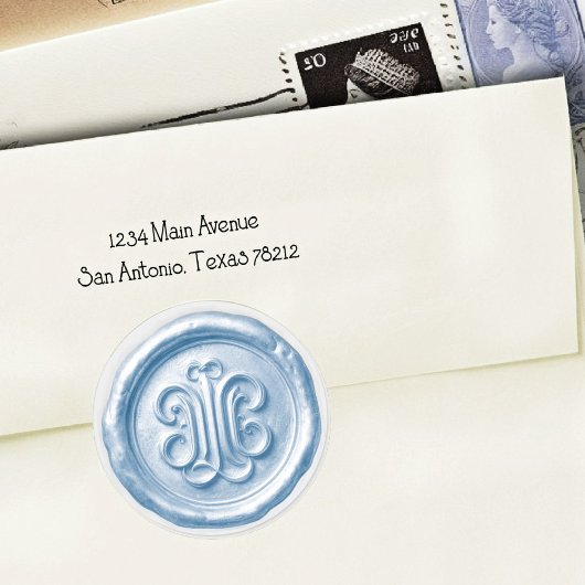 Faux Wax Seal Deep Impression Blue Ronde Sticker