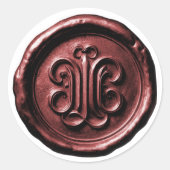 Faux Wax Seal Deep Impression Burgundy Red Ronde Sticker (Voorkant)