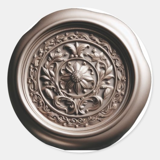 Faux Wax Seal Deep Impression Gold Ronde Sticker (Voorkant)