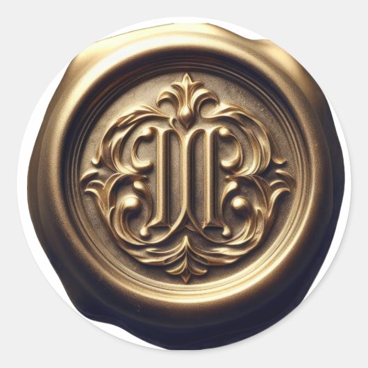 Faux Wax Seal Deep Impression Gold Ronde Sticker (Voorkant)