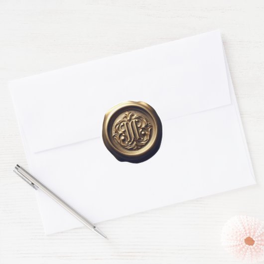 Faux Wax Seal Deep Impression Gold Ronde Sticker (Envelop)