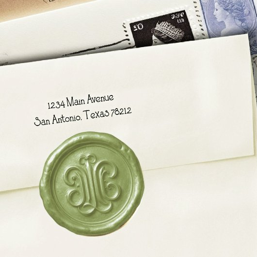 Faux Wax Seal Deep Impression Green Ronde Sticker