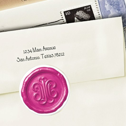 Faux Wax Seal Deep Impression Hot Pink Ronde Sticker