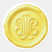 Faux Wax Seal Deep Impression  Lemon Yellow Ronde Sticker (Voorkant)