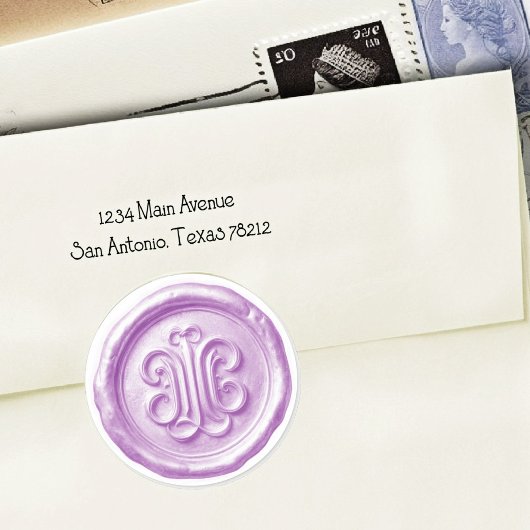 Faux Wax Seal Deep Impression Light Purple Ronde Sticker