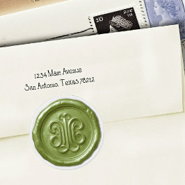 Faux Wax Seal Deep Impression Olive Green Ronde Sticker