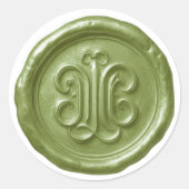 Faux Wax Seal Deep Impression Olive Green Ronde Sticker (Voorkant)