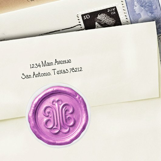 Faux Wax Seal Deep Impression Orchid Purple Ronde Sticker